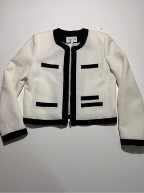 Claudie Pierlot White and Black Trim Jacket